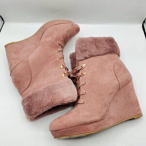 ROGUE HELIUM FAUX SUEDE AND FUR PLATFORM BOOTS